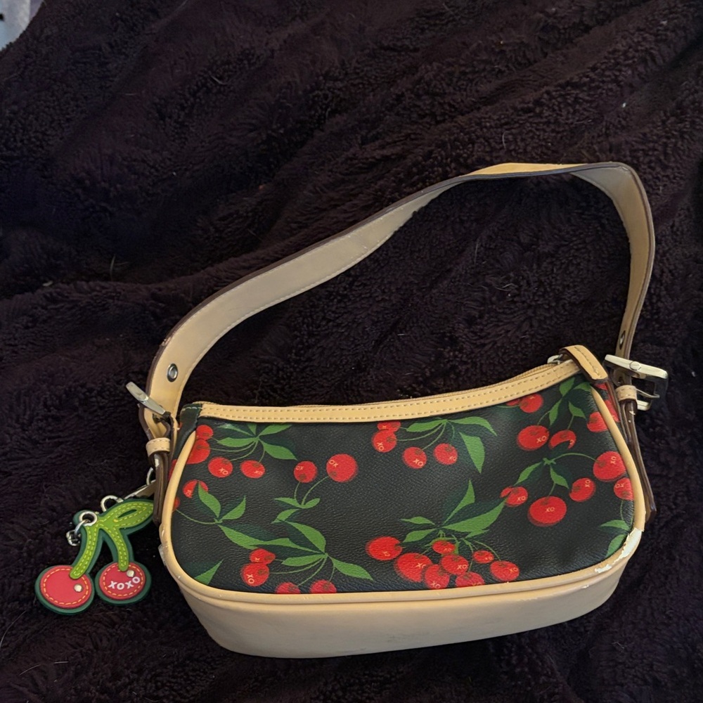 XOXO Cherry Pattern Shoulder Bag - Black and Tan